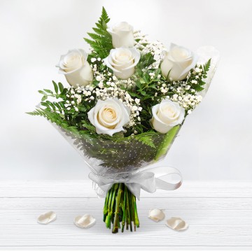 Bouquet of 6 Roses. Flowers at home Free home delivery