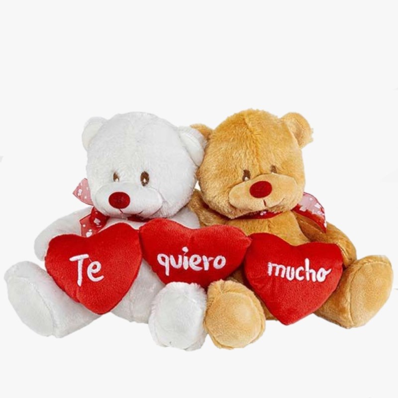 Couple of teddy bears with 3 hearts "I LOVE YOU SO MUCH"